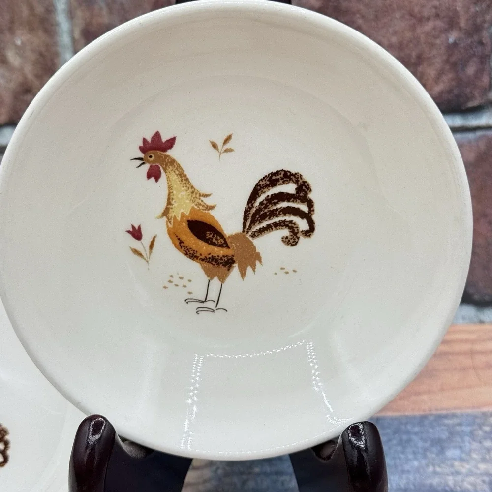 Taylor Smith Break O Day Rooster Berry Dessert Bowls Set of 6 Farmhouse MCM 1960